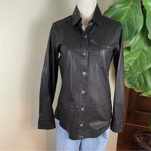 Equipment Lamb Leather Button Down Shirt